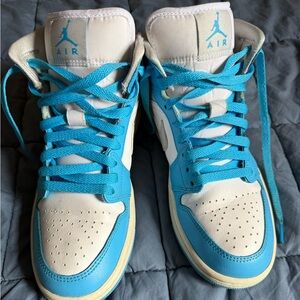 Jordan White Sneakers with Turquoise Accents